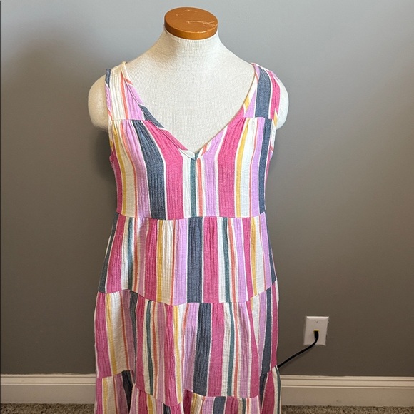 MARINE LAYER - Corinne Stripe Cotton Gauze Maxi Dress In Multi - Size Small - Picture 3 of 9